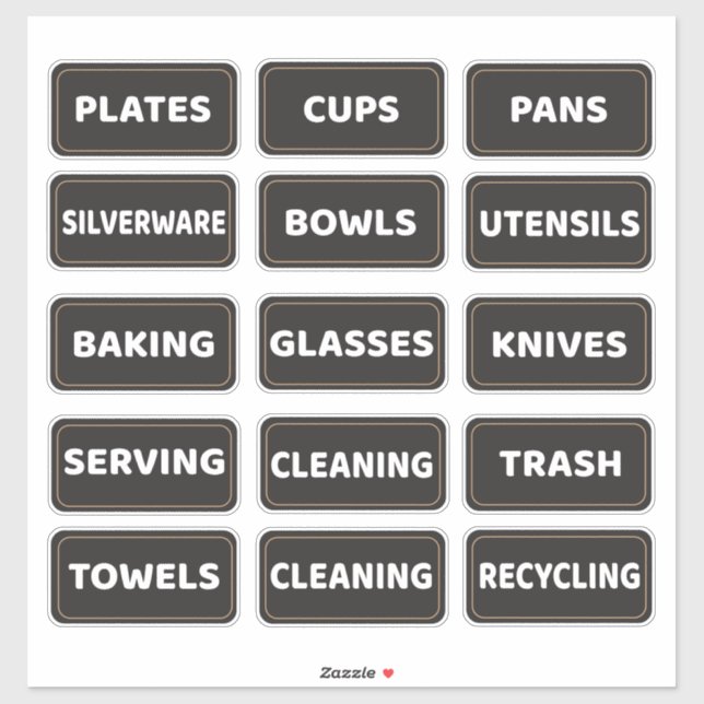 Kitchen Cabinet and Drawer Labels Large Print (Sheet)