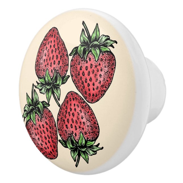 Kitchen Cabinet Drawer Makeover 4 Strawberries Ceramic Knob (Right)