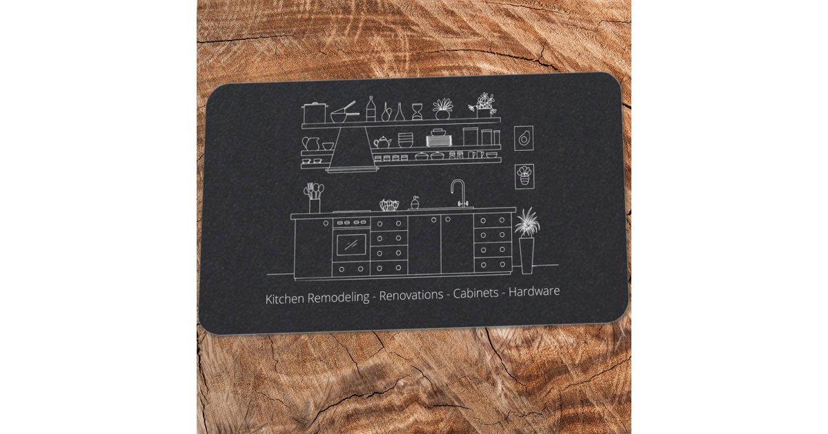 Kitchen Cabinets Simple Premium Business Card | Zazzle
