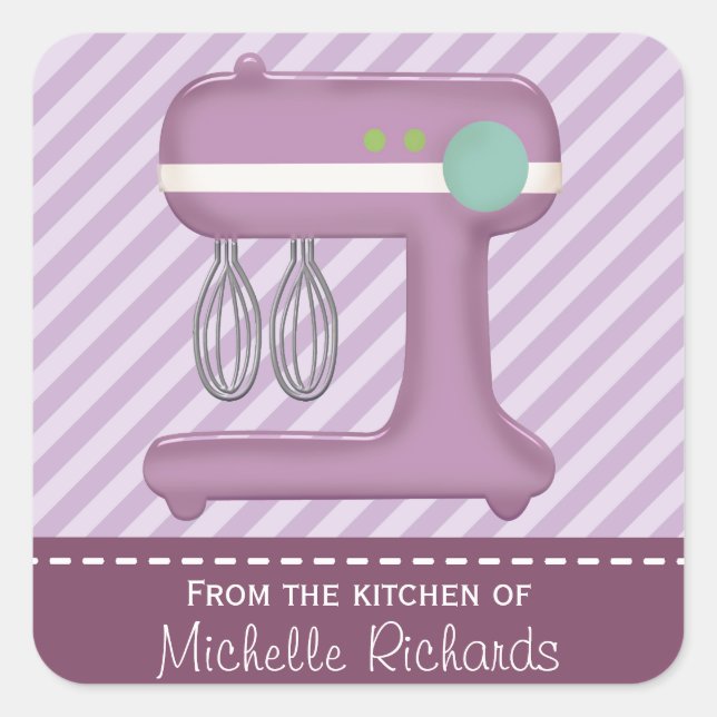 Kitchen Cake Mixer Homemade Baking Custom Square Sticker (Front)
