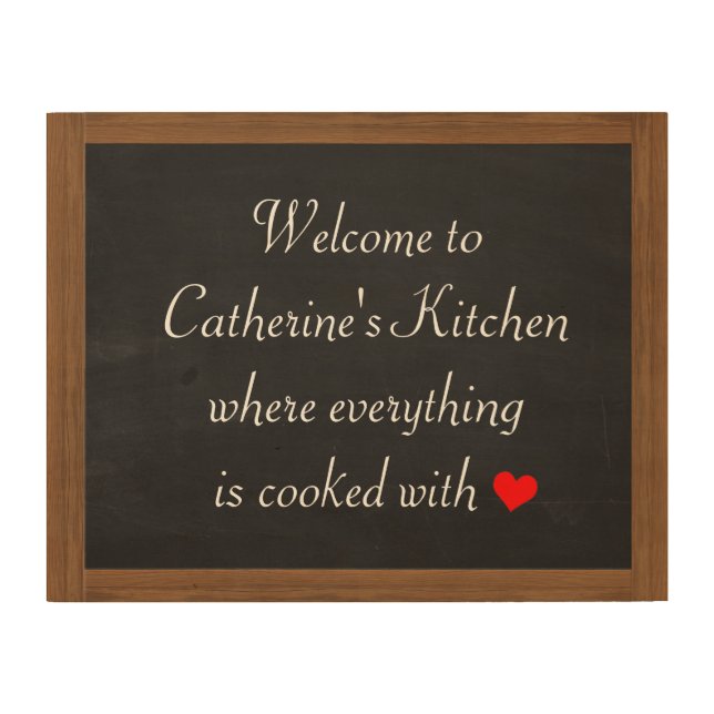 Kitchen "Chalkboard" with your name Wood Wall Decor (Front)