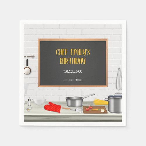 Kitchen Chef Cooking Birthday Party Napkins