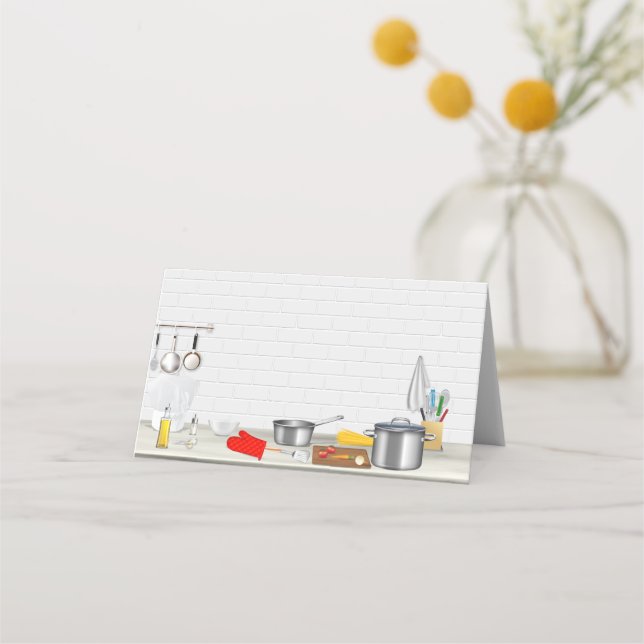 Kitchen Chef Cooking Party Place Card (Front)