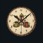 Kitchen Coffee clock<br><div class="desc">design by Alice Smith at www.digiwebstudio.com Tan by Marlo Socolov at www.marlodeedesigns.com</div>