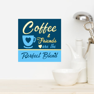 Kitchen coffee lover blue gold foil prints