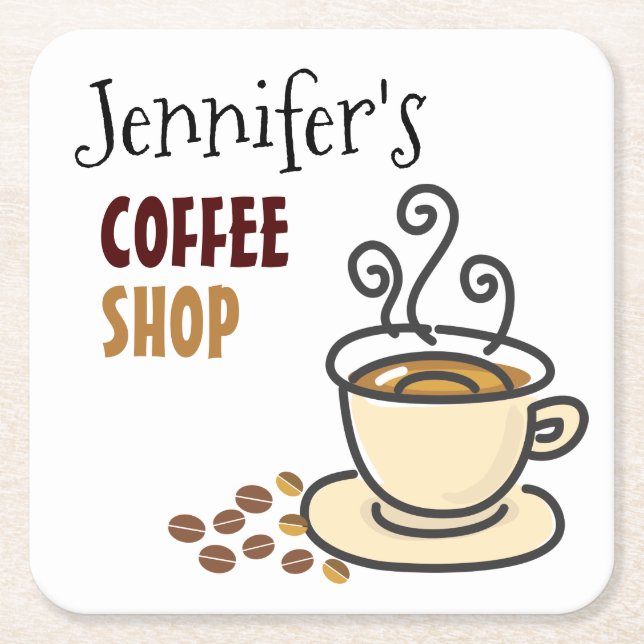 Kitchen Coffee Shop Personalized Paper Coaster (Front)