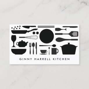Kitchen Collage Black on White Business Card
