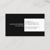 Kitchen Collage Black/White with Black Logo Business Card (Back)