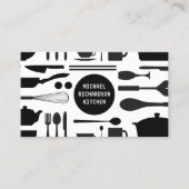 Kitchen Collage Black/White with Black Logo Business Card (Front)
