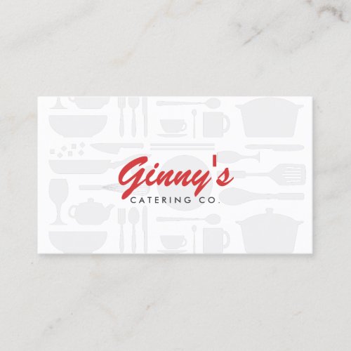 VINTAGE KITCHEN COLLAGE in WHITE for CHEF, CATERER Business Card Templates
