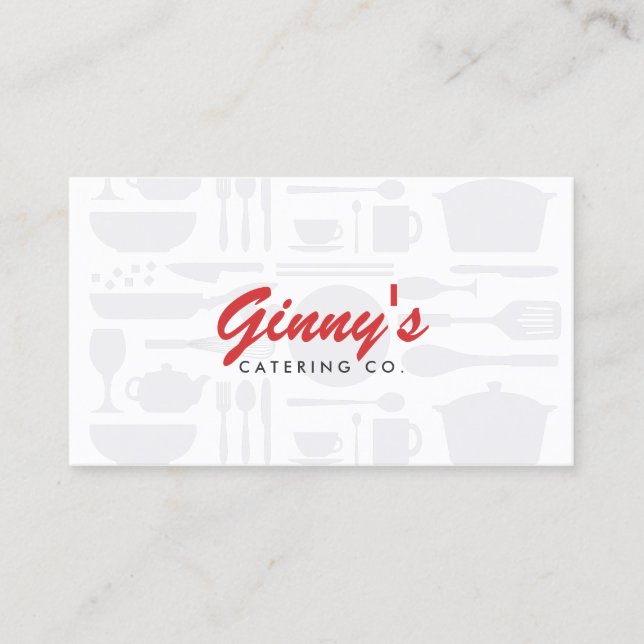 Kitchen Collage Bold Vintage Red Type Business Card (Front)