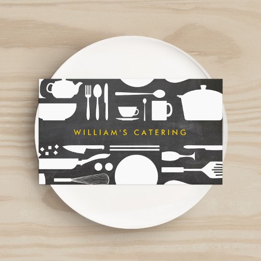 Customizable Groupon Kitchen Collage on Chalkboard Background Business Card