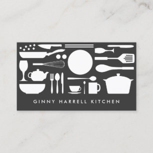 Kitchen Collage on Dark Gray Business Card