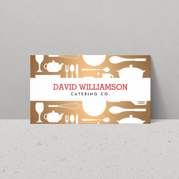 Kitchen Collage On Faux Copper For Chef  Catering Business Card by 1201am at Zazzle