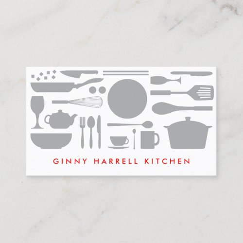 GRAY AND WHITE KITCHEN COLLAGE for Catering, Chef Business Cards