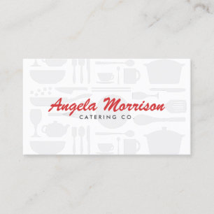 Kitchen Collage Vintage Red Type on White Business Card