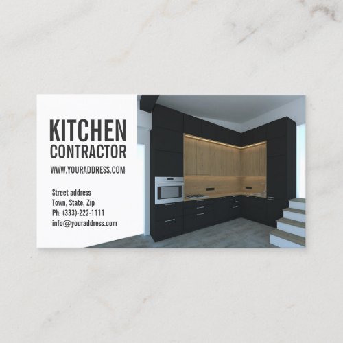 Kitchen Contractor Cabinetry Carpentry Modern Business Card