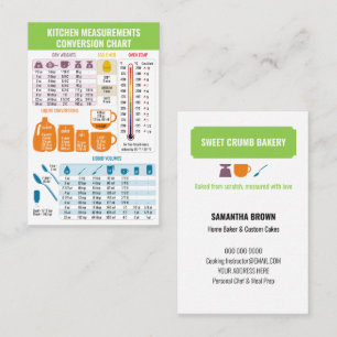 Kitchen Conversion Chart Green Bakery Business Card