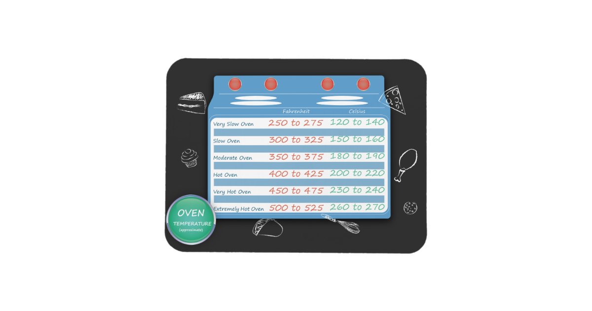 Kitchen Conversion Chart Oven Temperature Baking Magnet Zazzle Com