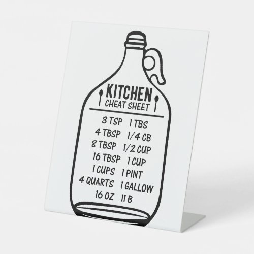 Kitchen Conversion Chart Pedestal Sign