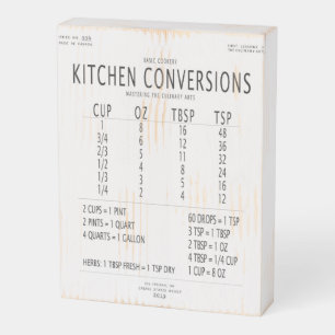 Kitchen Conversions Chart Wooden Box Sign