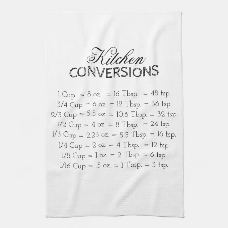 Kitchen conversions measurements handy chart towel Zazzle