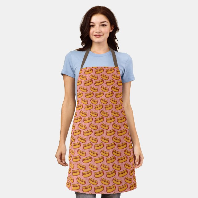 Kitchen Cook Chef Hot Dot Pattern Fun Apron (Worn)