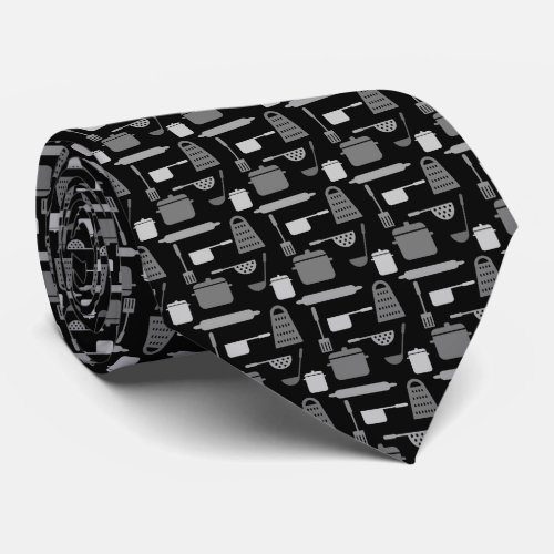 Kitchen Cook Restaurant Chef Baker Gray Black Neck Tie