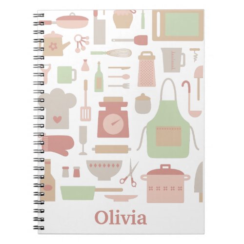 Kitchen Cooking Accessories and Utensils Pattern Notebook