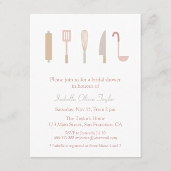 Kitchen Cooking Accessories Utensils Bridal Shower Invitation by RustyDoodle at Zazzle