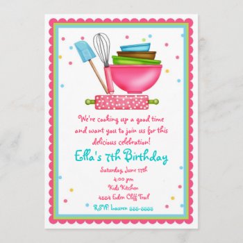 Kitchen Cooking Birthday Invitations by LittlebeaneBoutique at Zazzle