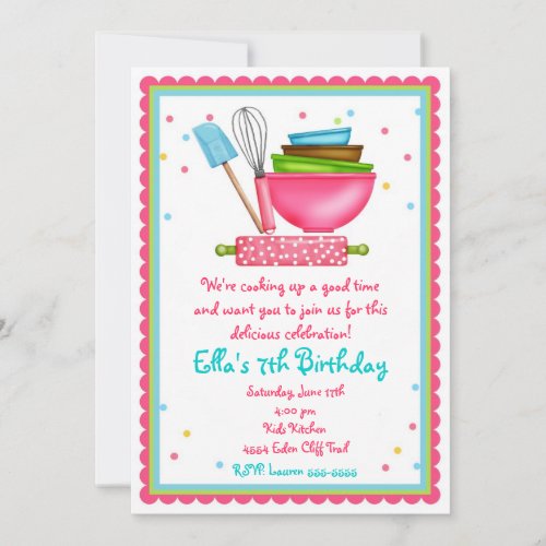 Kitchen Cooking Birthday Invitations