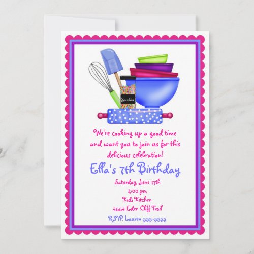 Kitchen Cooking Birthday Invitations