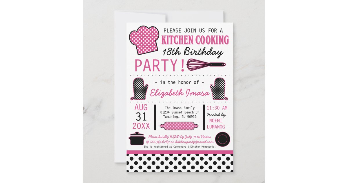 Kitchen Cooking Birthday Party Invitation Zazzle