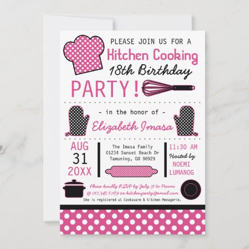 Kitchen Cooking Birthday Party Personalized Invitations