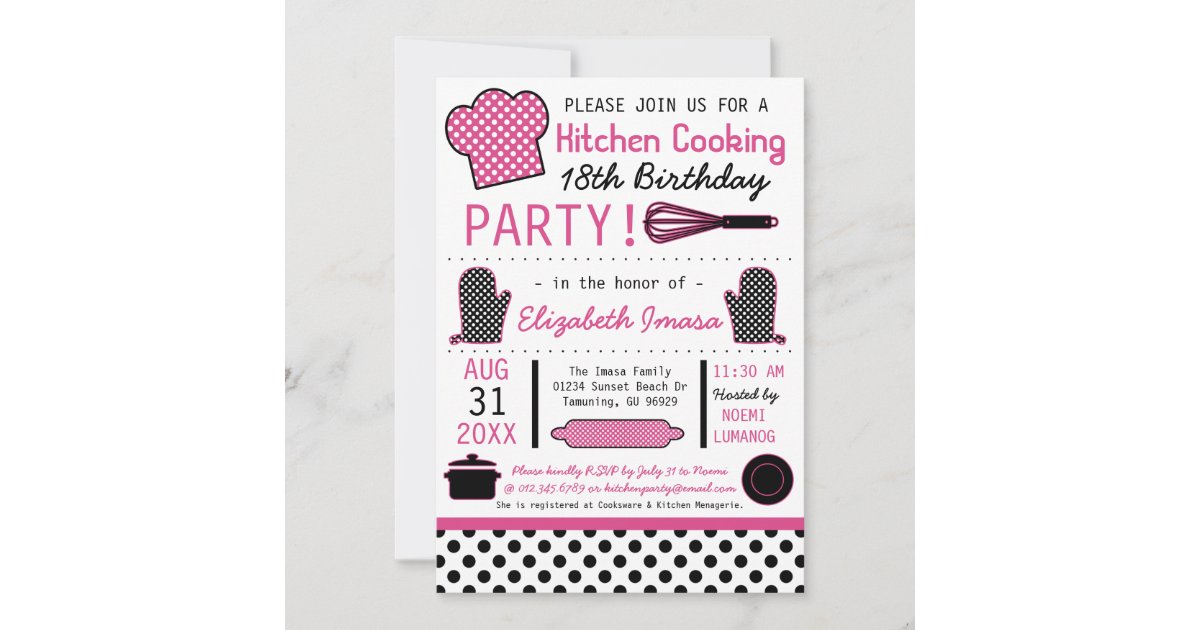 Kitchen Cooking Birthday Party Invitation | Zazzle