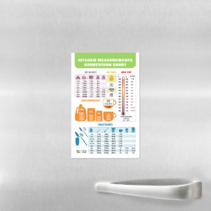 Kitchen Cooking Measurements Conversion Chart Magnetic Dry Erase Sheet