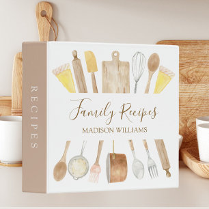 Kitchen Cooking Utensils Family Recipe Cookbook 3 Ring Binder