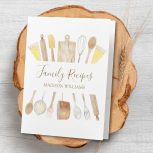 Kitchen Cooking Utensils Family Recipe Cookbook Pocket Folder