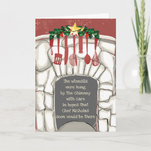 Kitchen cooking utensils funny culinary Christmas Holiday Card