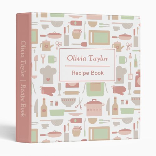 Kitchen Cooking Utensils Recipe Book Binder