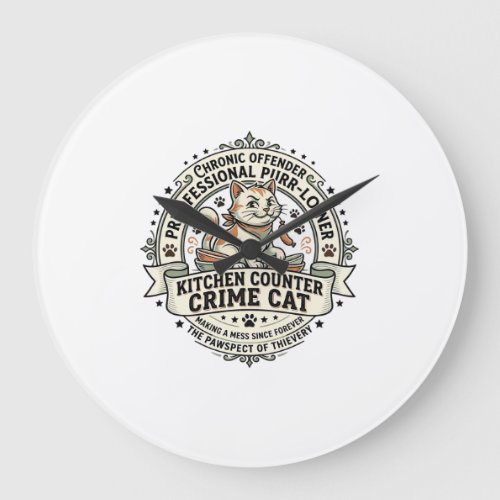 Kitchen Counter Crime Cat Kitchen Counter Crime Ca Large Clock