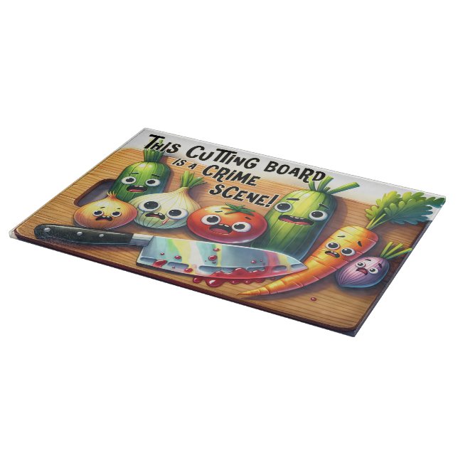 Kitchen Crime Scene Chopped Vegetables  Cutting Board (Corner)