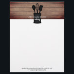 Kitchen Crock Rustic Wood Caterer Restaurant Food<br><div class="desc">Illustration of kitchen crock with spoon,  whisk,  and spatula with custom white text.  Background is rustic wood plank.  Contact info at bottom.</div>