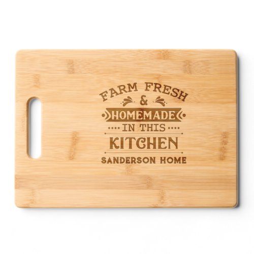 Kitchen Custom Name Farm Fresh Handmade Cutting Board