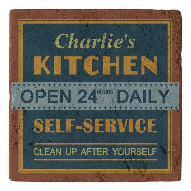 Kitchen – custom name – stone trivets (Front)
