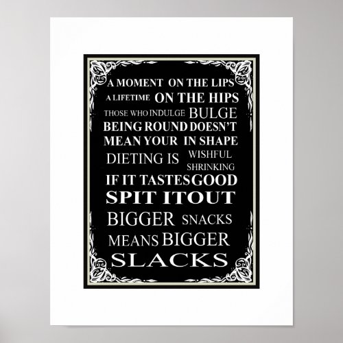 Kitchen Decor Funny Typography Diet Quotes