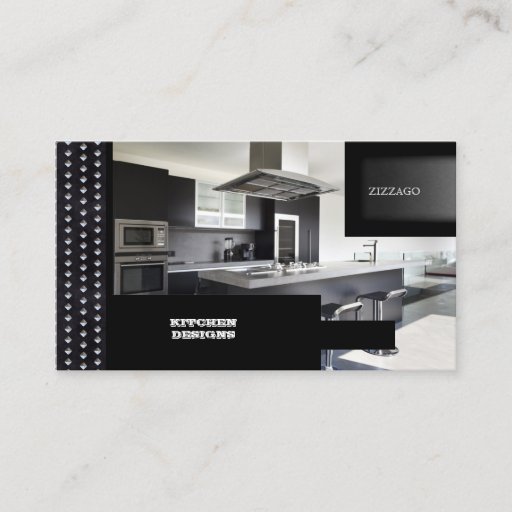 Customizable KITCHEN Designs Black Metal Business Card Templates