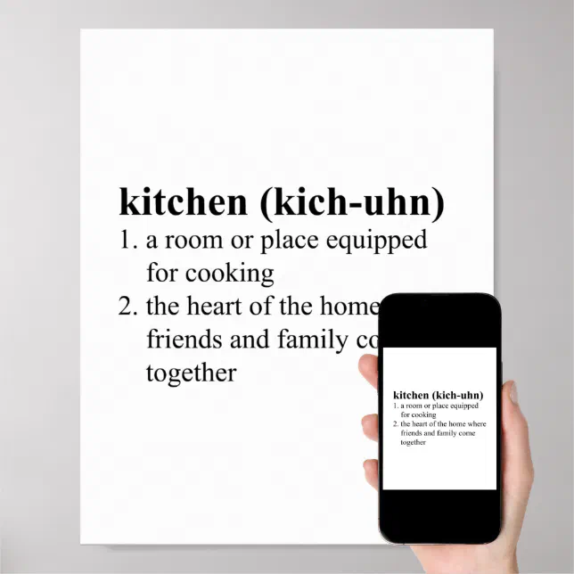 Kitchen Dictionary Definition Meaning Typographic Poster Zazzle