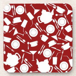 Kitchen Elements Pattern Beverage Coaster